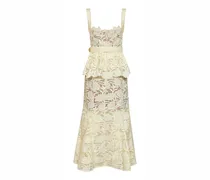 Macramé Lace Peplum Dress — Yellow