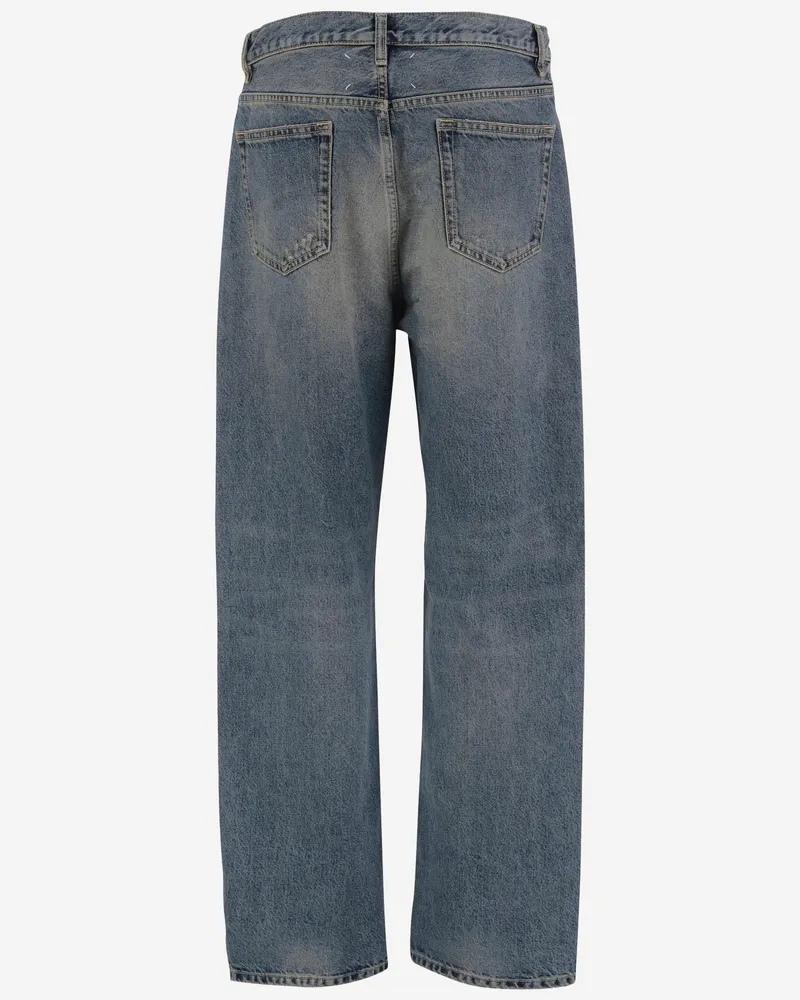 Maison Margiela Distressed Cotton Jeans — Blue Blue