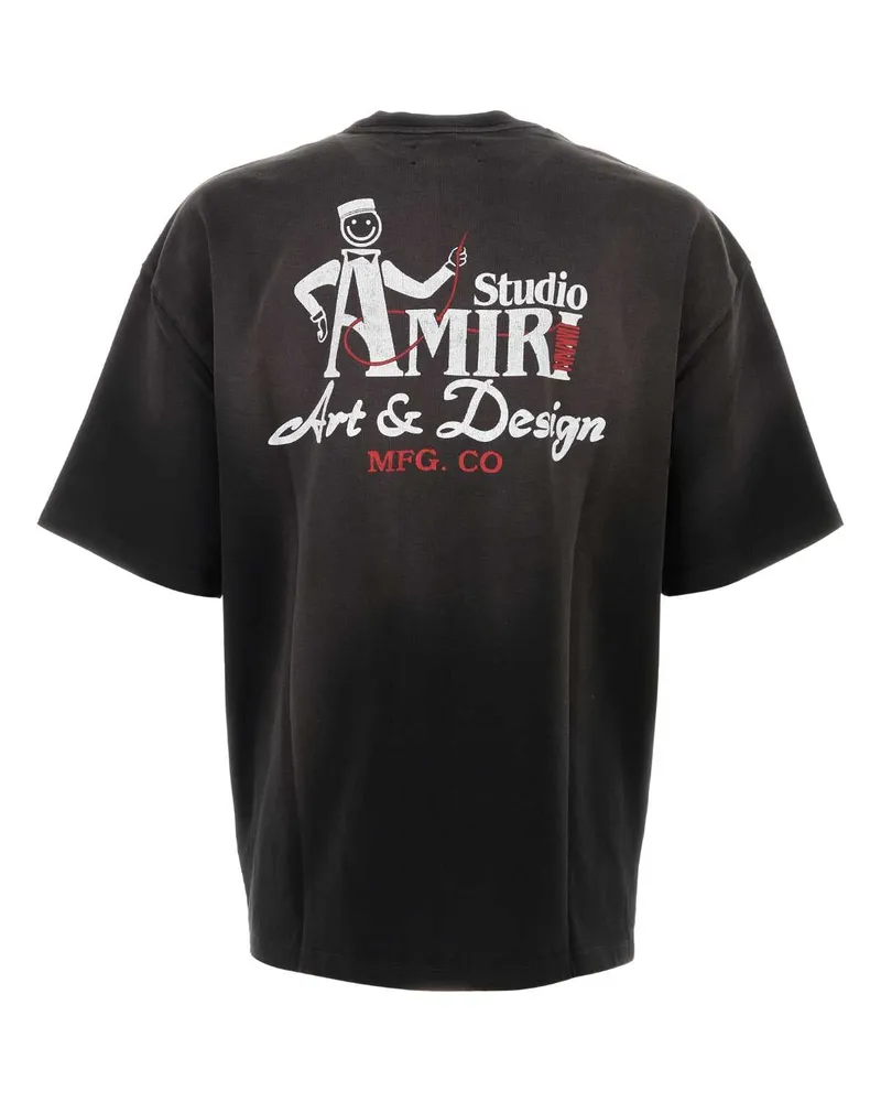 Amiri Logo-Embroidered Cotton T-Shirt — Black Black