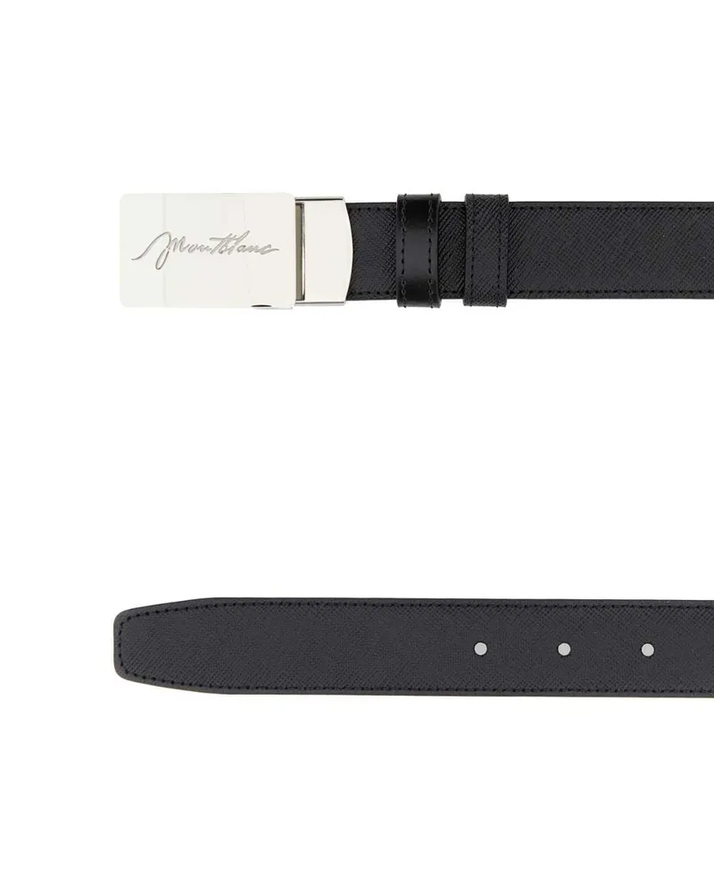Montblanc Men's Reversible Leather Belt Black Black