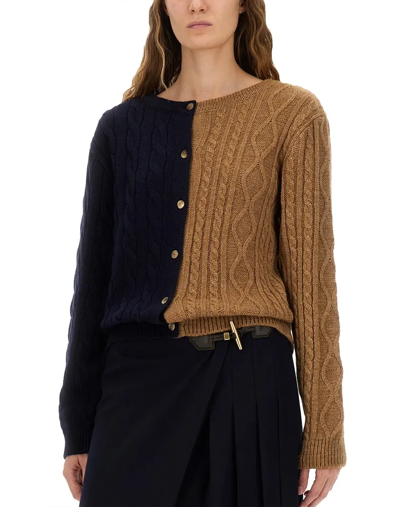 Moschino Two-Tone Alpaca Blend Cardigan — Multicolor Multicolor