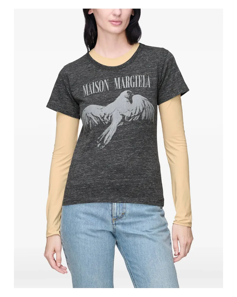 Maison Margiela Bird Motif Logo T-Shirt — Gray Gray