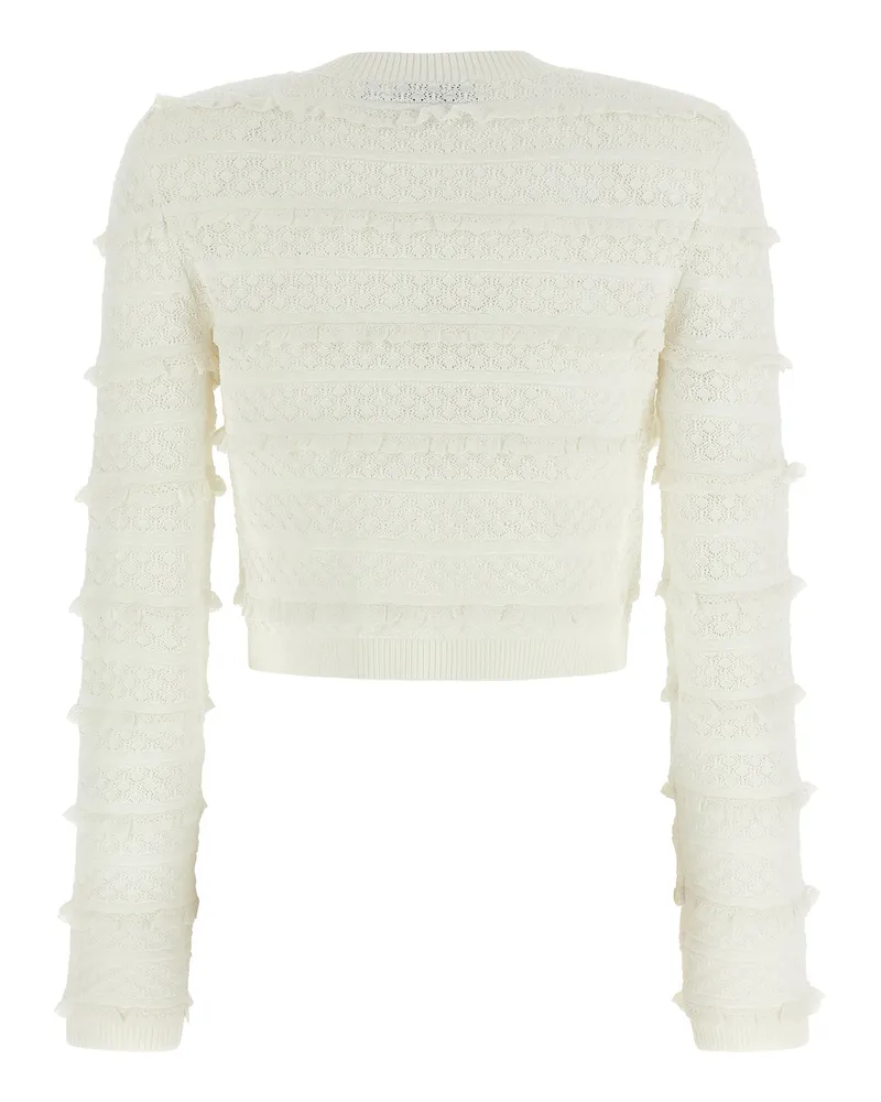 Self-Portrait Women's White Viscose Cardigan Clothing White