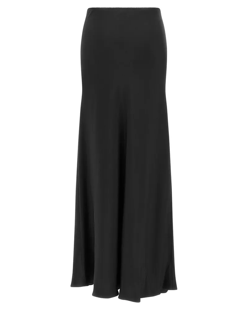 Fabiana Filippi Shiny Satin Flared Skirt — Black Black