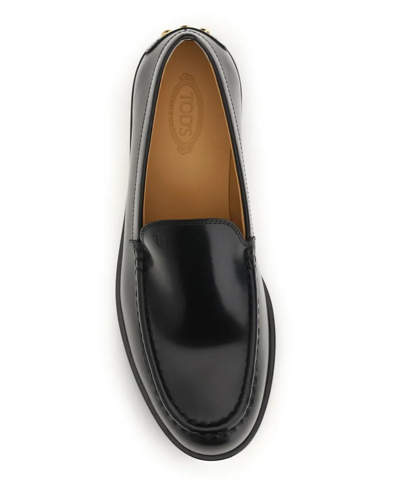 TOD'S Women's Leather Loafers Gommino Black Calf Black