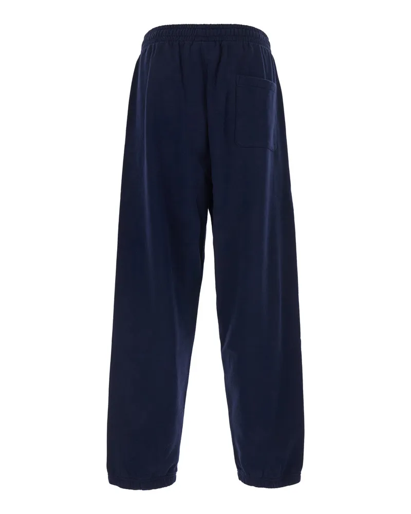Drôle de Monsieur Slogan-Embroidered Tech Joggers — Navy Navy