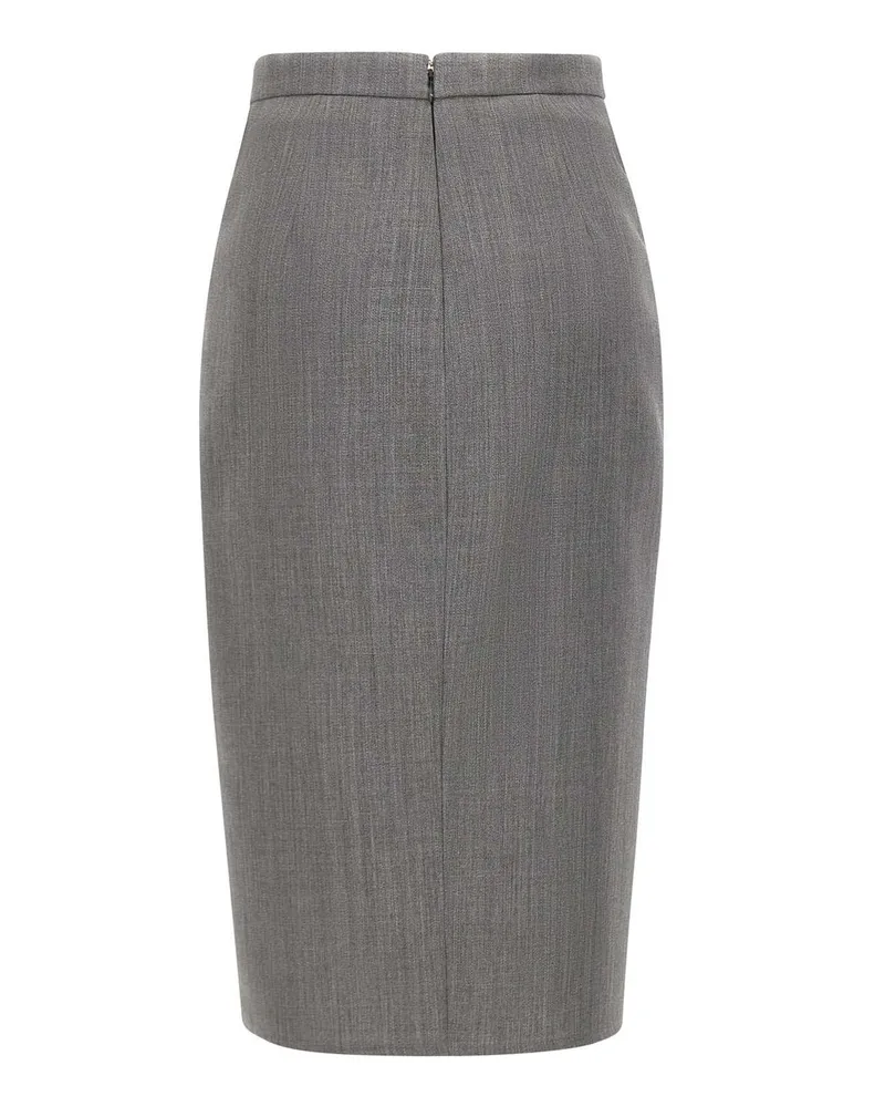 Elisabetta Franchi Pure Wool Midi Skirt — Gray Gray