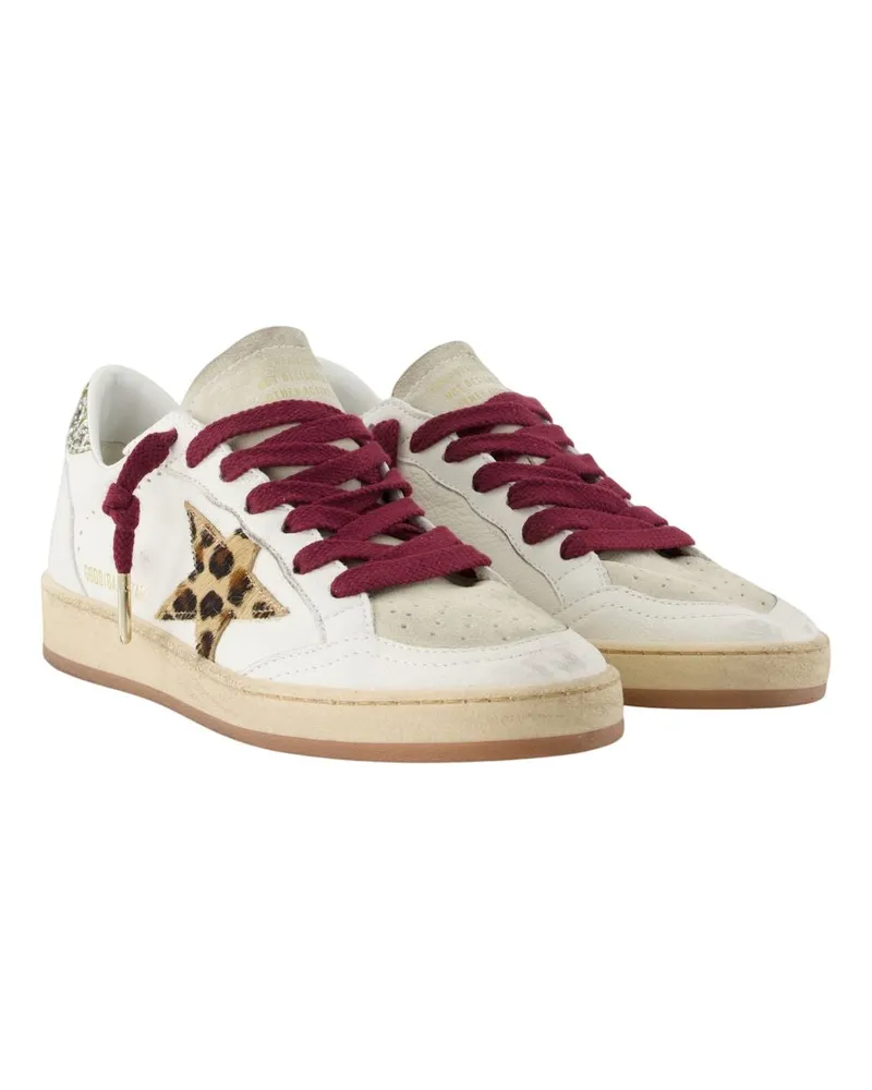 Golden Goose Women's Ballstar Sneakers -  Leather Multicolor White Goatskin Shoes White