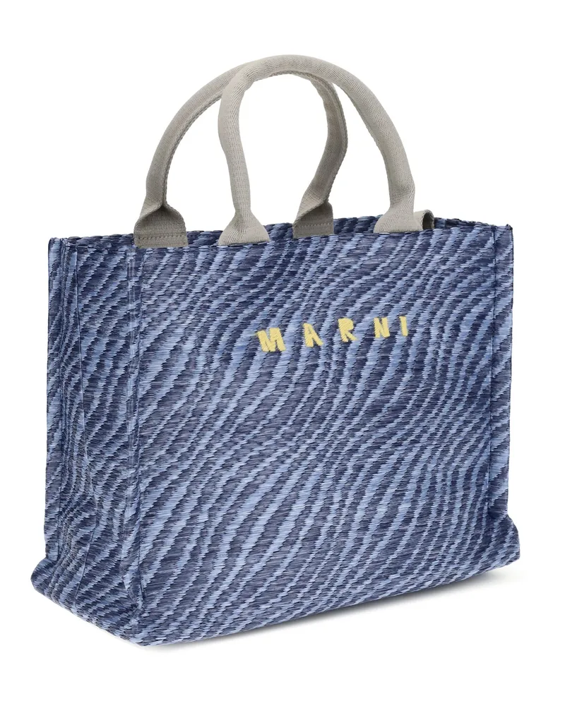 Marni Women's Fabric Tote Bag Vivid Blu Nylon; Polyester Shoulder Blue
