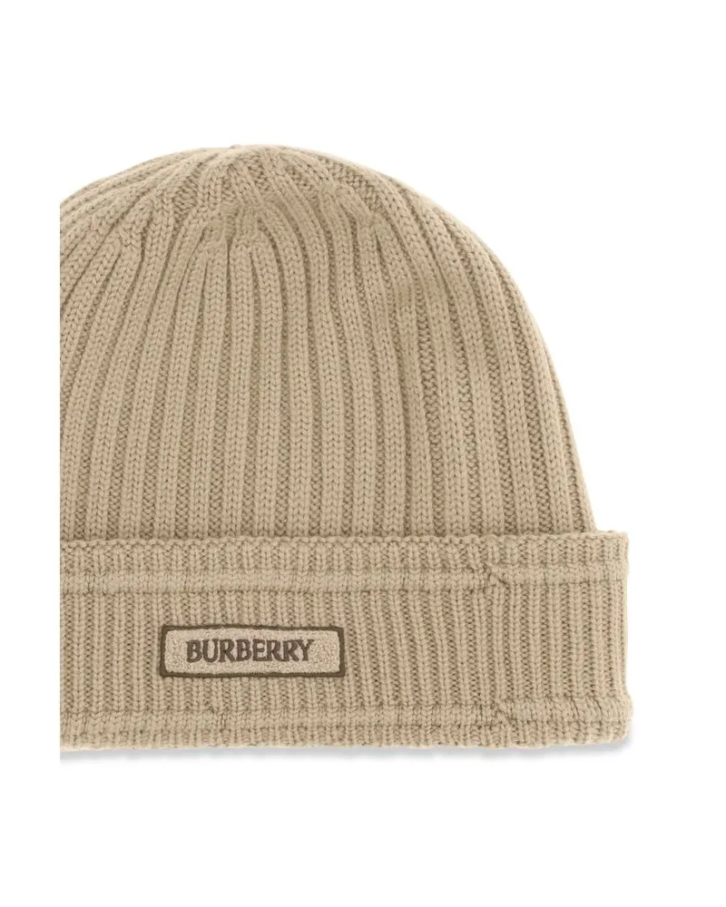 Burberry BU8103341A2021BB Merino Wool Ribbed Beanie — Beige Beige