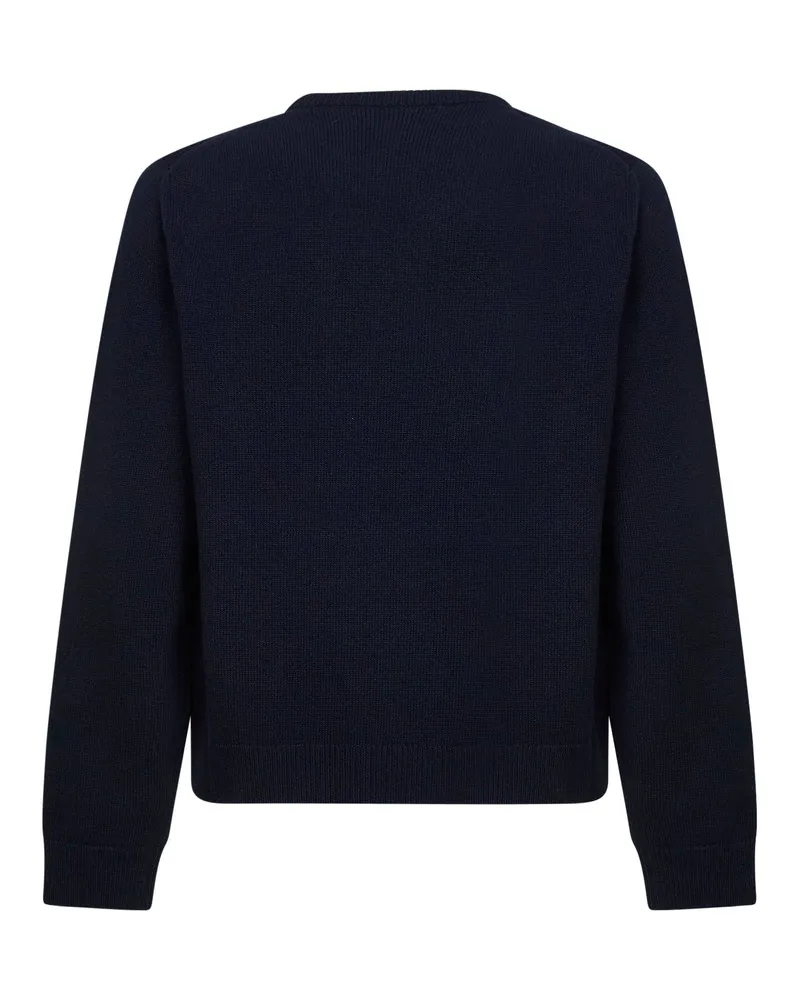 Gucci Men Dark Blue Wool Intarsia Sweater Navy