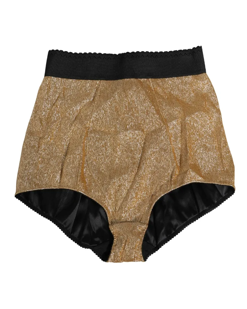 Dolce & Gabbana Women's Gold Silk Blend High Waist Girdle Panty Underwear Clothing Gold
