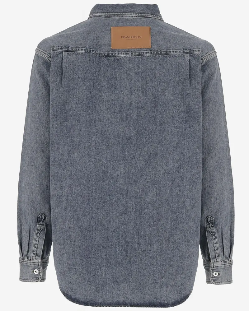 J.W.Anderson Men's Cotton Denim Shirt With Logo Main Gray