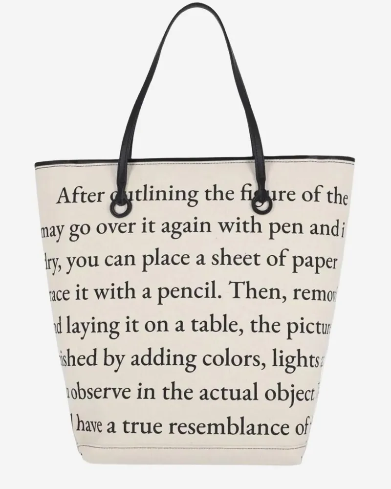 J.W.Anderson Men's Cotton Blend Anchor Shopping Bag Ivory, Black Shoulder Ivory