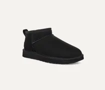 Suede Mini Boots Slippers — Black