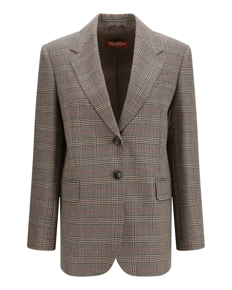 Max Mara Checked Wool Blazer — Black Black