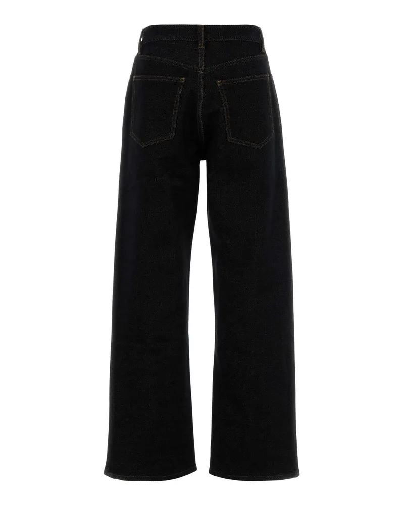 Alaïa Women's Midnight Blue Stretch Denim Jeans Noir-Blanc Noir/blanc Black