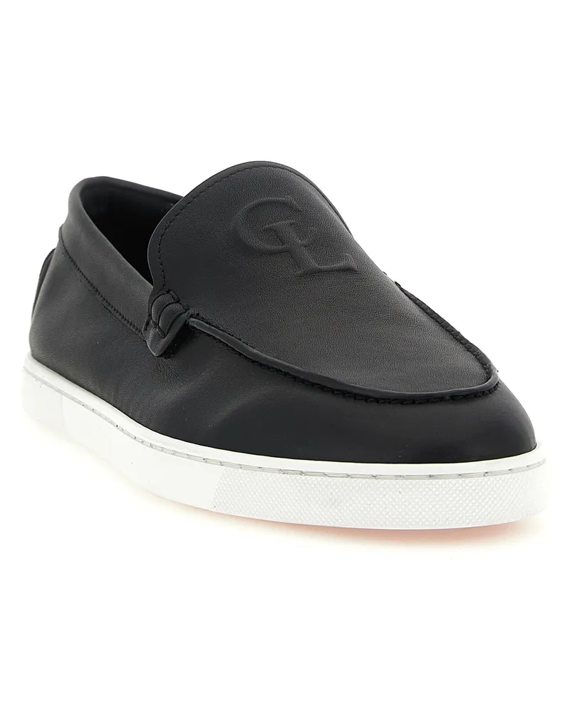 Christian Louboutin Embossed Logo Slip-On Loafer — Black Black