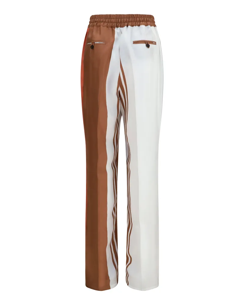 Kiton Women's Striped Silk Pants Rosa Cipria Trousers Pink