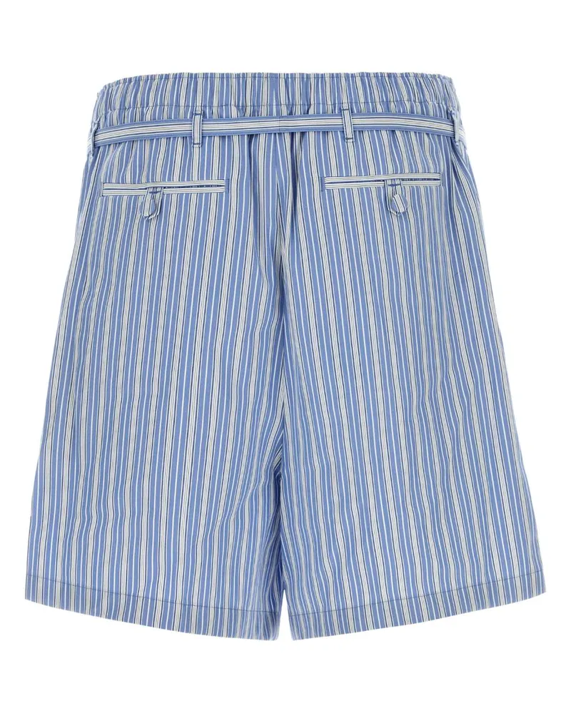 Saint Laurent Striped Poplin Bermuda Shorts — Blue Blue