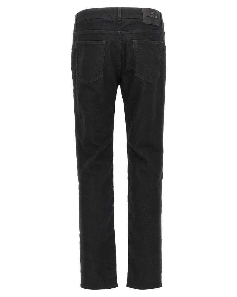 Etro Tone-on-Tone Jacquard Jeans — Black Black