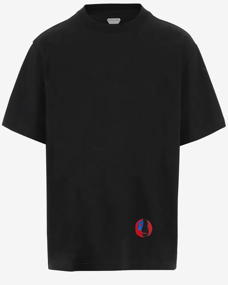 Bottega Veneta Embroidered Cotton T-Shirt — Black Black