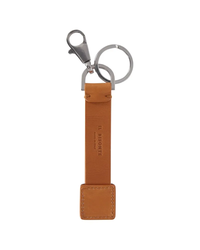 IL BISONTE Leather Key Case — Brown Brown
