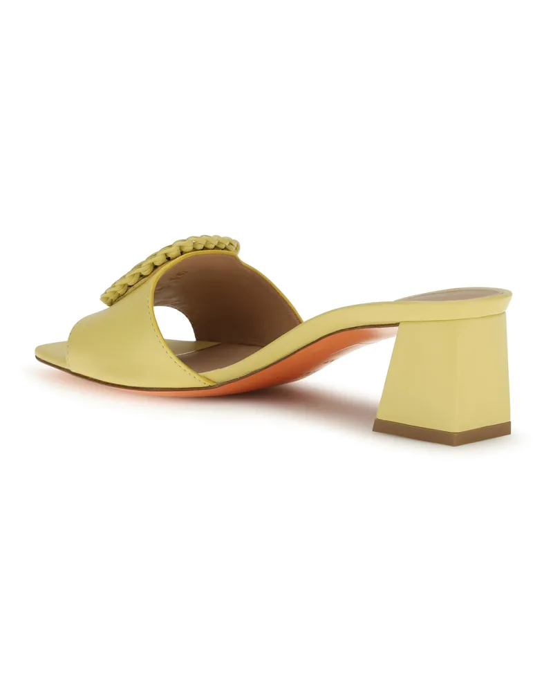 Santoni Women's Leather Sandals Mules Yellow Calf Bos Taurus Yellow