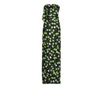 Cherry-Print Silk Bustier Dress — Black