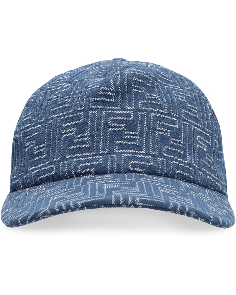 Fendi Men's Baseball Cap Denim Blue Cotton Hat Blue