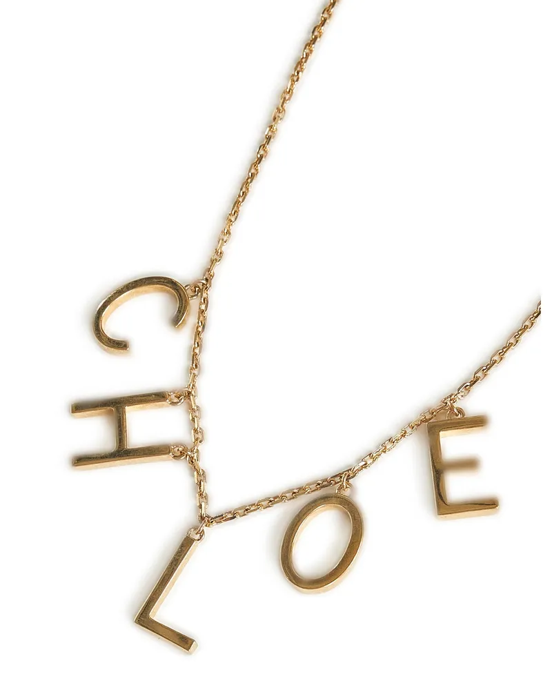 Chloé Letter Charms Necklace — Gold Gold