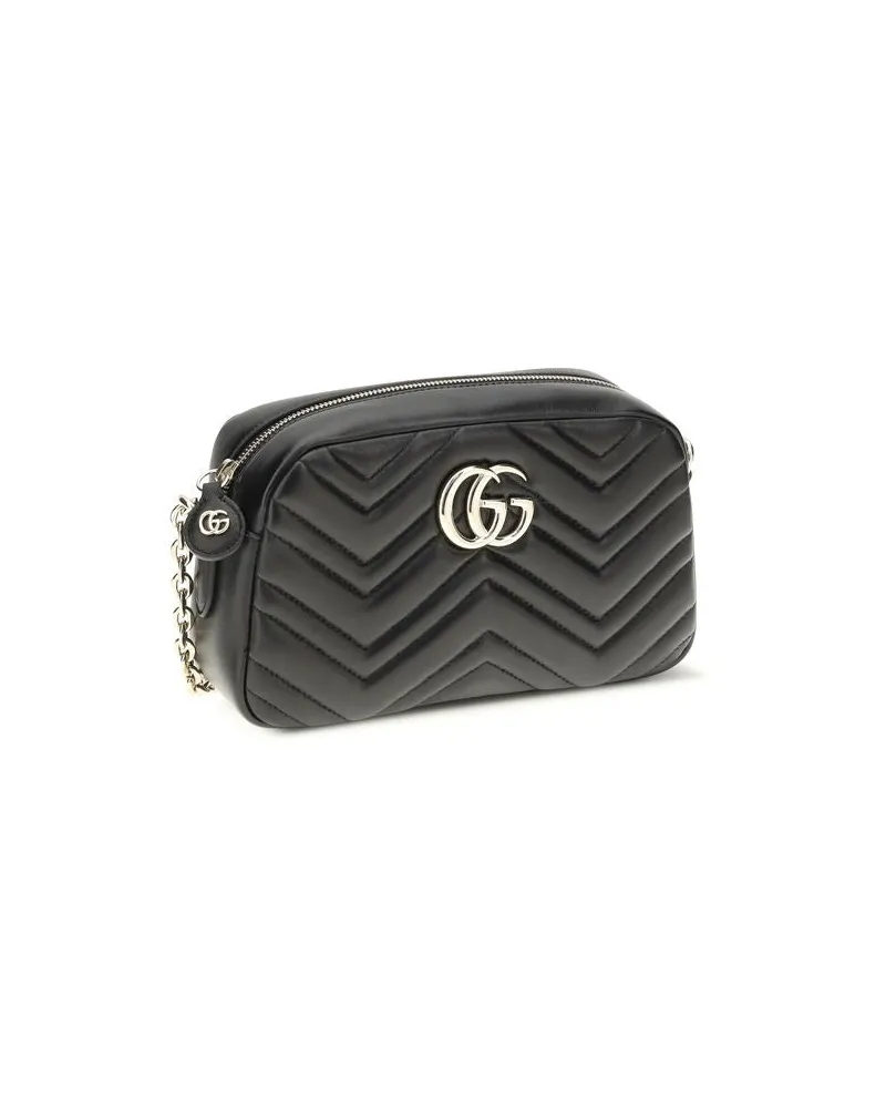Gucci Women's Gg Marmont Shoulder Bag Black Lamb Ovis Aries Black