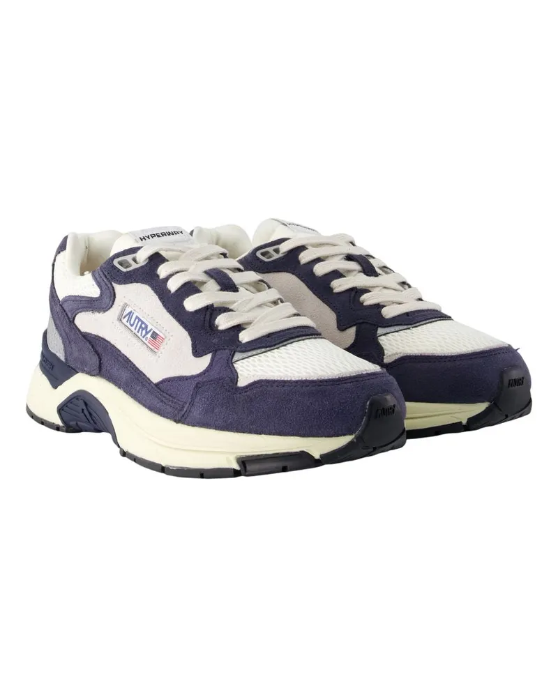 AUTRY Men's Hyperway Low Sneakers -  Leather Blue Calfskin Shoes Navy