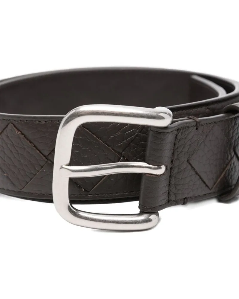 Bottega Veneta Woven Calf Leather Belt — Brown Brown
