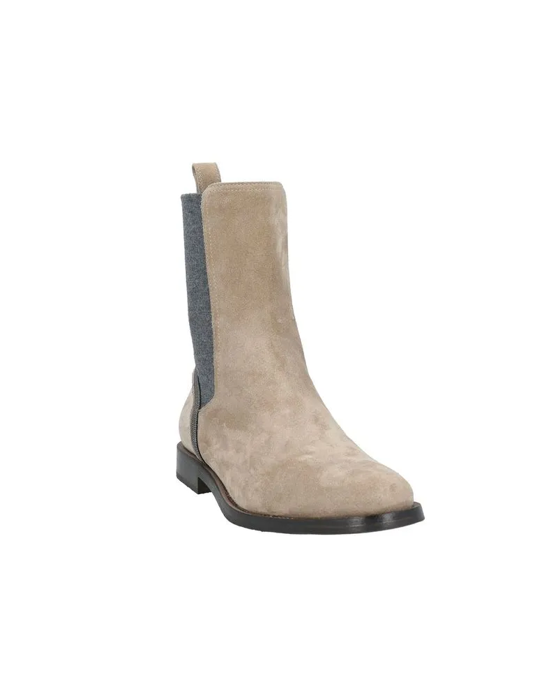 Brunello Cucinelli Women's Beige Leather Chelsea Boots Beige