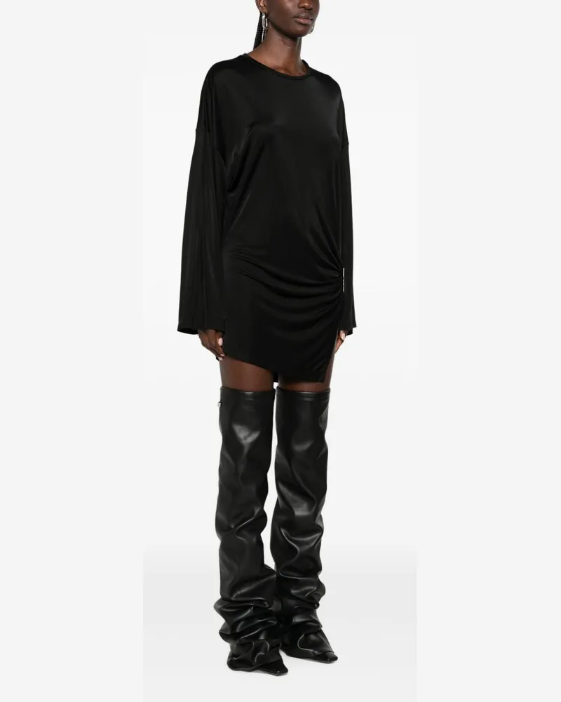 ATTICO Gathered Asymmetric Dress — Black Black
