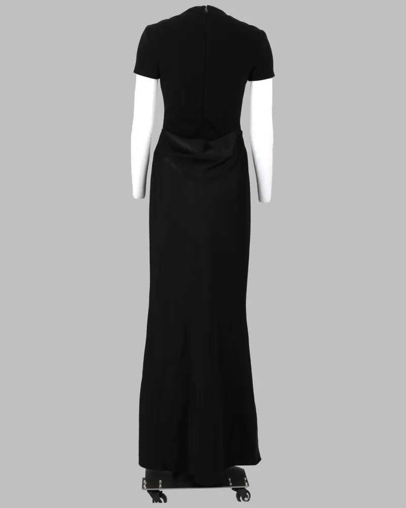 ROTATE Birger Christensen Draped Short Sleeves Dress — Black Black