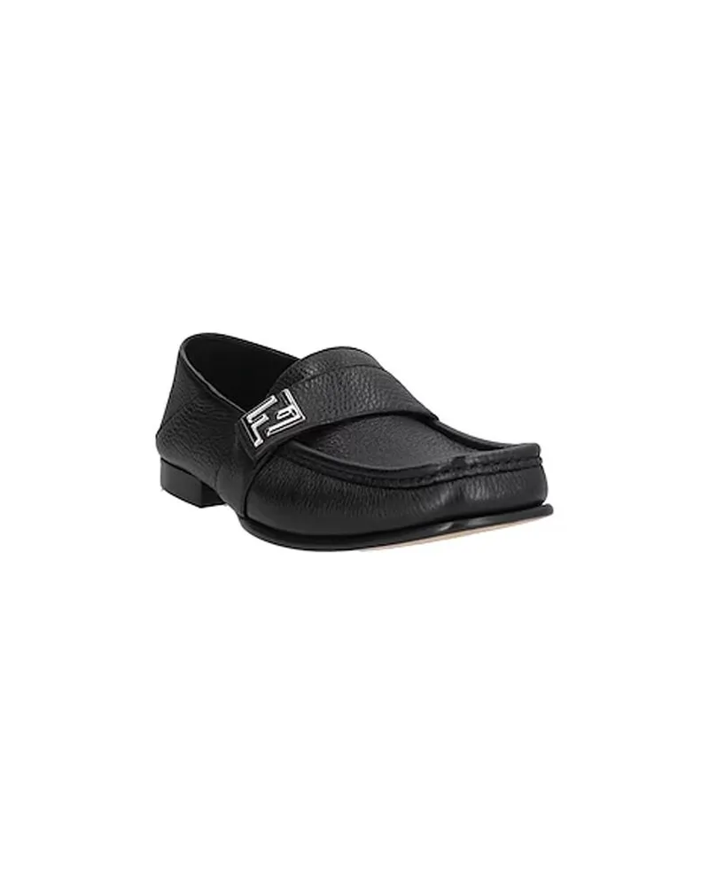 Fendi Men's Black Calfskin Slip-On Loafers Black