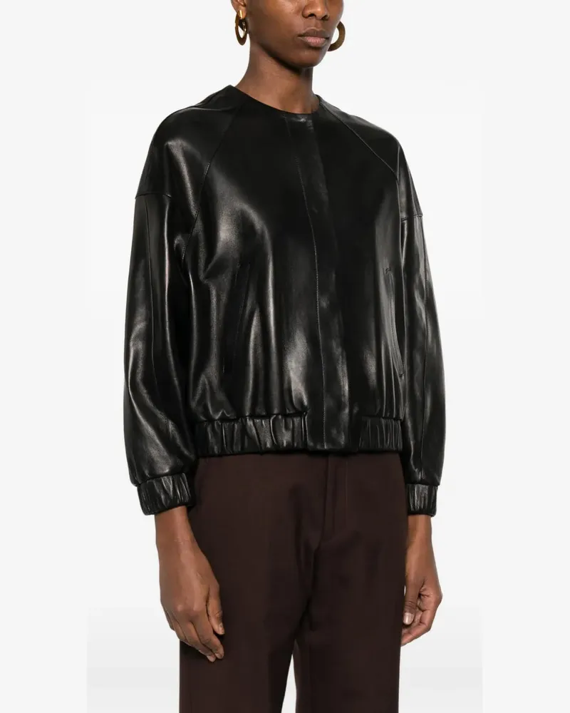 Kiton Women's Ribbed Leatherjacket Ss26 W Black