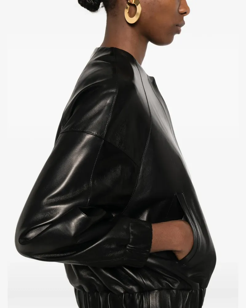 Kiton Women's Ribbed Leatherjacket Ss26 W Black