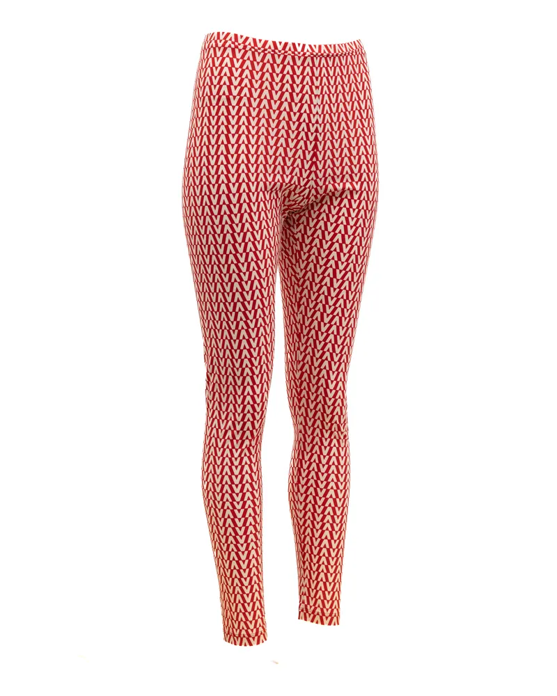 Valentino Garavani Women Silk Leggings White And Red Clothing Red