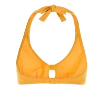 Women's Halter Nylon Bikini Top Yellow Elastane Swimwear