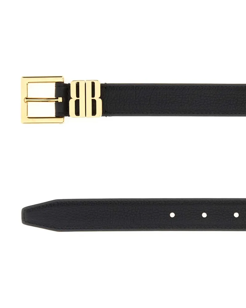 Balenciaga Women's Black Leather Bb Editor Belt Cinture Black