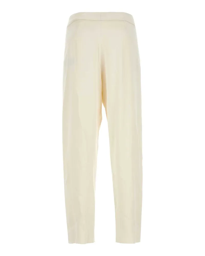 Saint Laurent Men's Ivory Satin Pant White Exterior: Acetate Viscose Pantaloni Ivory