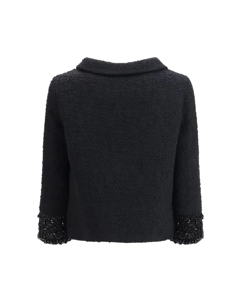Valentino Garavani Women's Black Wool Biker Jacket Clothing Black