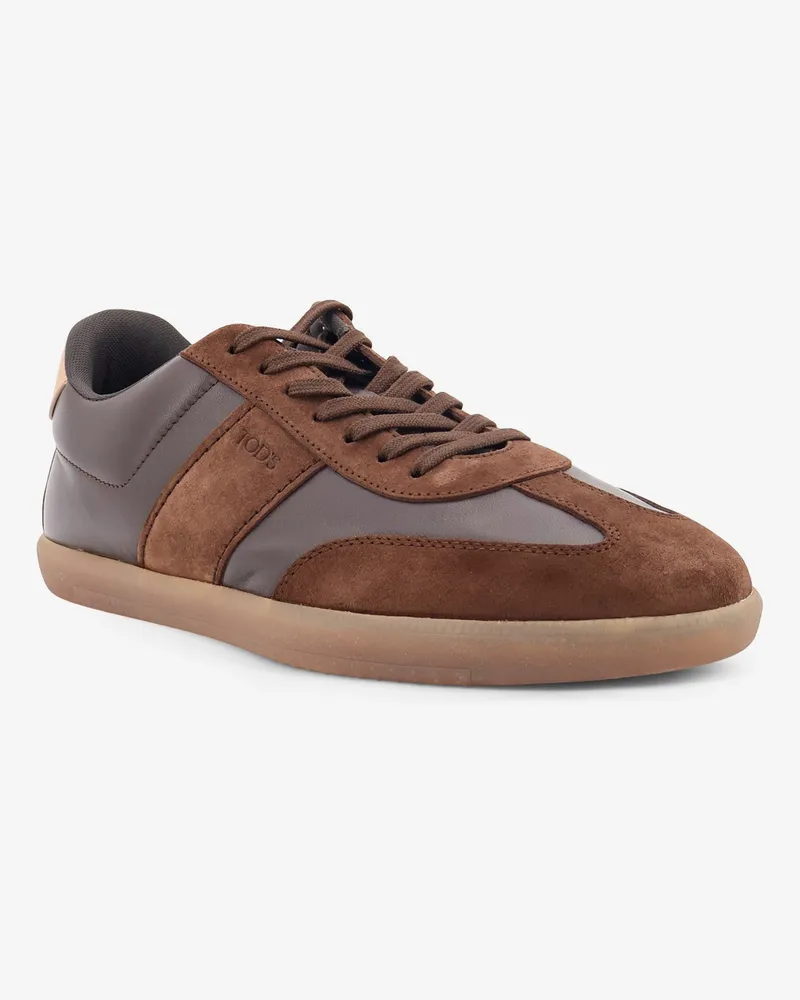 TOD'S Men's Sneakers Cassetta Leather And Suede Brown Leather-Suede Trainers Leather/suede Brown