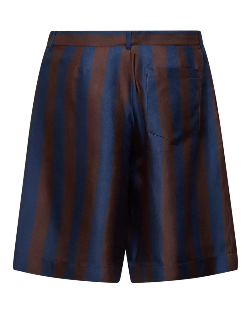 Fendi Men's Bermuda Shorts Pequin Silk Multicolour Polyester Navy