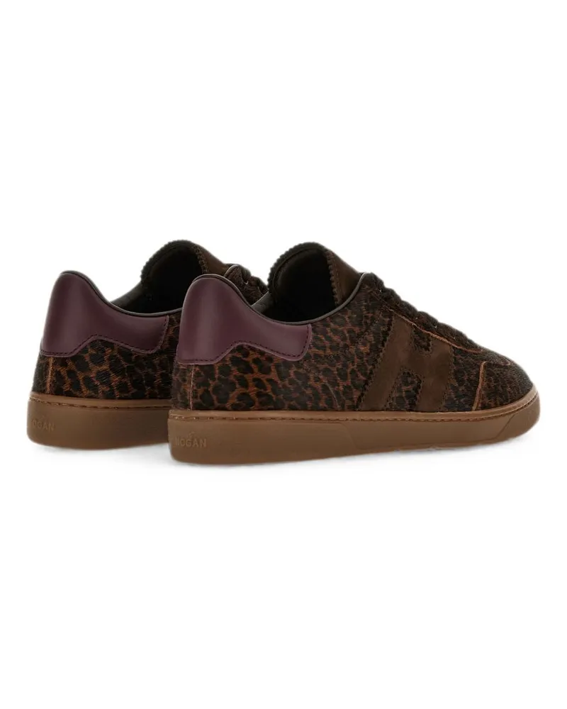 Hogan Leopard-Print Leather Sneaker — Brown Brown