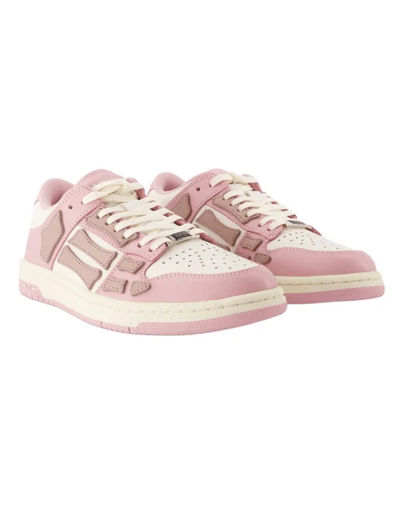 Amiri Women's Skel Top Low Sneakers -  Leather Pink Calfskin Shoes Pink