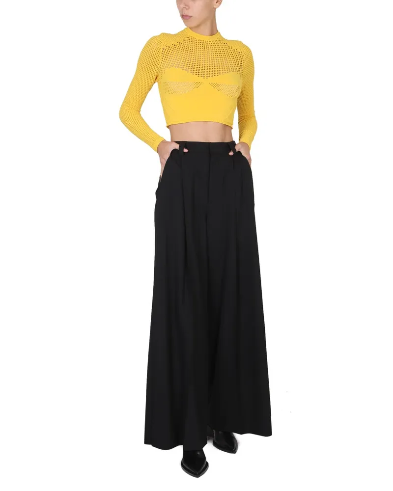 AMBUSH Perforated Polyamide Crop Shirt — Yellow Yellow